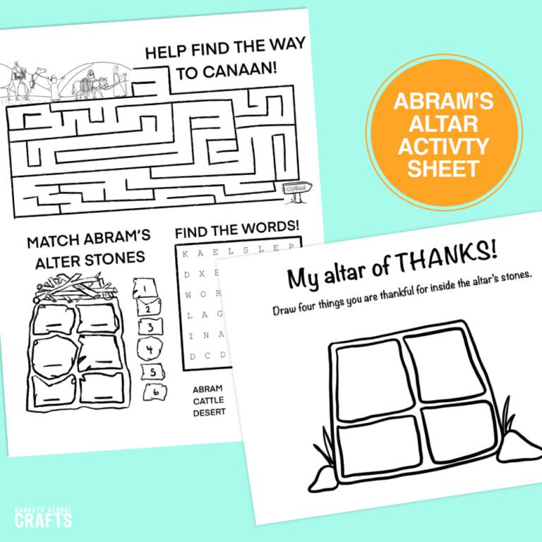 altar activity sheet for kids church