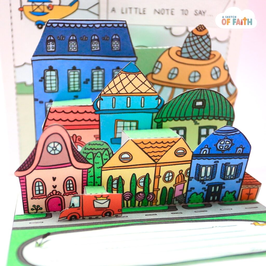 popup card city scene A sketch of faith 3