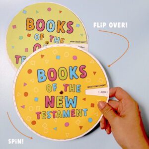 Books of the Bible craft spinning wheel