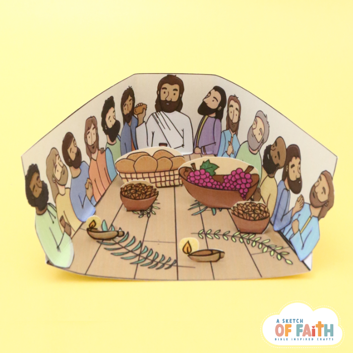 Photo of a paper craft based on the last supper with Jesus and His disciples