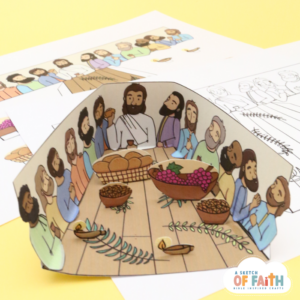 Photo of a paper last supper kids craft in colour