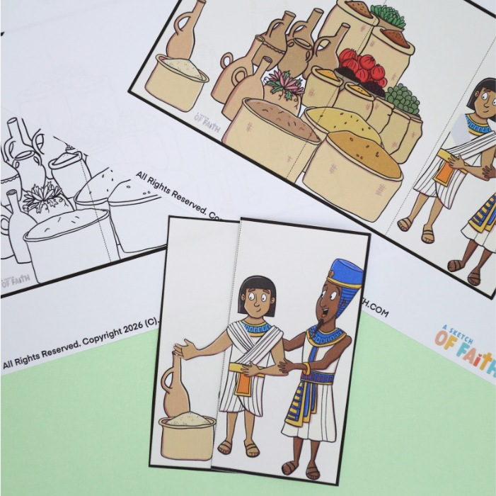 Joseph works for Potiphar Bible craft template shown on printed tempaltes