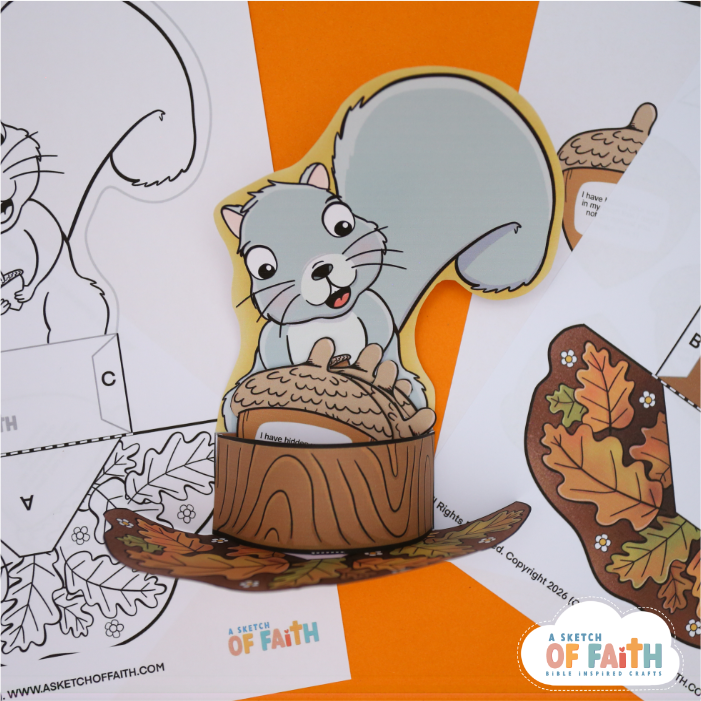 Bible verse craft squirrel away with printable template