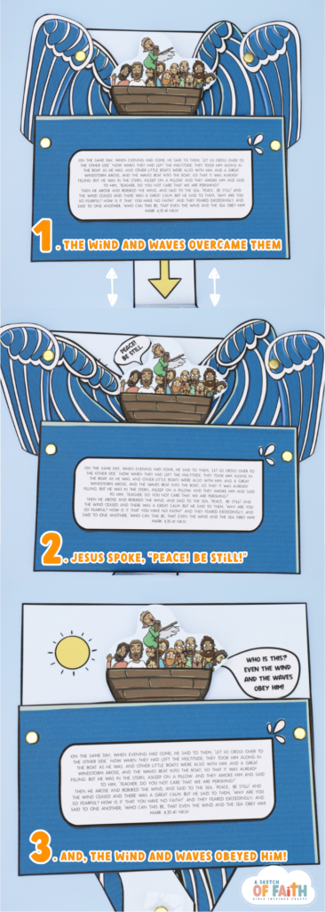 Bible craft showing Jesus calms the storm