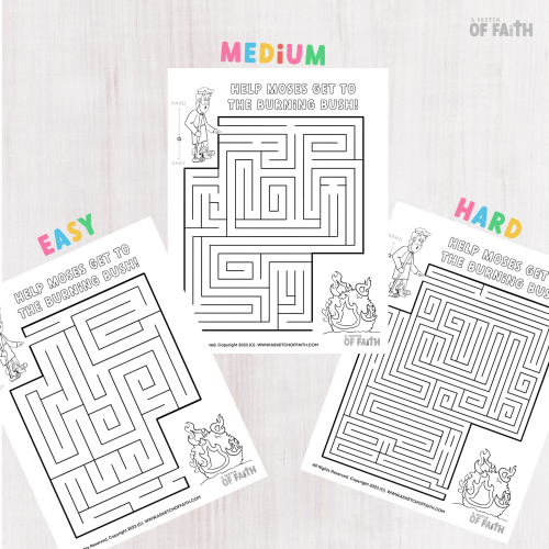 Burning bush maze activity Bible maze - Moses and the burning bush