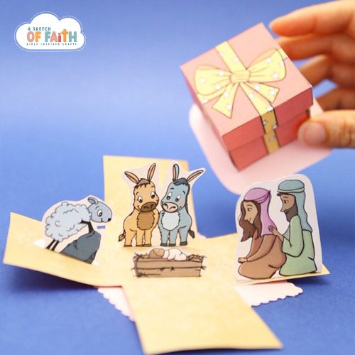 Christmas Bible Craft with baby Jesus 4 Jesus Christmas craft gift present pop out